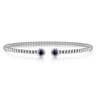Beaded Open Bangle Bracelet 14K White Gold Diamond and Blue Sapphire 0.12ct Bujukan - 0.12 ct