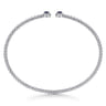 Beaded Open Bangle Bracelet 14K White Gold Diamond and Blue Sapphire 0.12ct Bujukan - 0.12 ct
