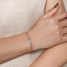 Beaded Open Bangle Bracelet 14K White and Yellow Gold Diamond and Blue Topaz 0.09ct Bujukan - 0.09 ct