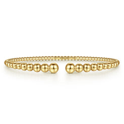 Beaded Open Bangle Bracelet 14K Yellow Gold Bujukan