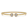 Beaded Open Bangle Bracelet 14K Yellow Gold Diamond 0.11ct Bujukan - 0.11 ct