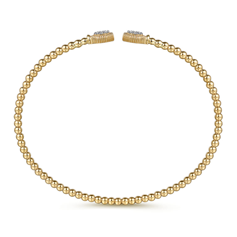 Beaded Open Bangle Bracelet 14K Yellow Gold Diamond 0.11ct Bujukan - 0.11 ct - Shot 3