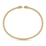 Beaded Open Bangle Bracelet 14K Yellow Gold Diamond 0.11ct Bujukan - 0.11 ct