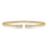 Beaded Open Bangle Bracelet 14K Yellow Gold Diamond 0.24ct Bujukan - 0.24 ct