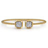 Beaded Open Bangle Bracelet 14K Yellow Gold Diamond 0.75ct Bujukan - 0.75 ct