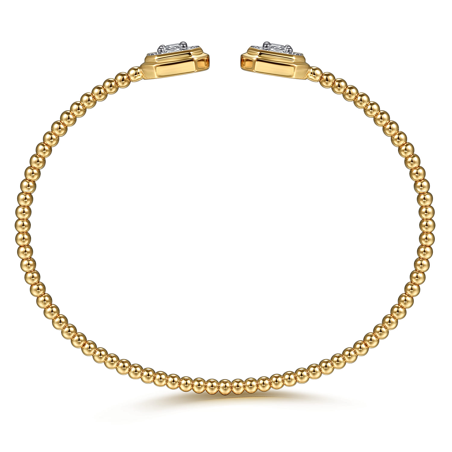 Beaded Open Bangle Bracelet 14K Yellow Gold Diamond 0.75ct Bujukan - 0.75 ct - Shot 3