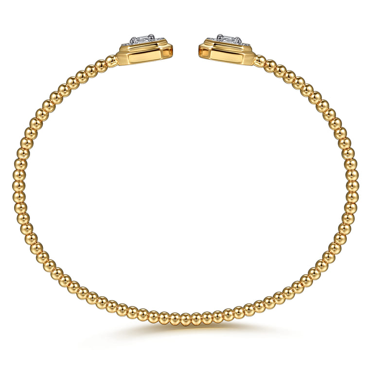 Beaded Open Bangle Bracelet 14K Yellow Gold Diamond 0.75ct Bujukan - 0.75 ct - Shot 3