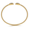 Beaded Open Bangle Bracelet 14K Yellow Gold Diamond 0.75ct Bujukan - 0.75 ct