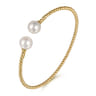 Beaded Open Bangle Bracelet 14K Yellow Gold Pearl Bujukan