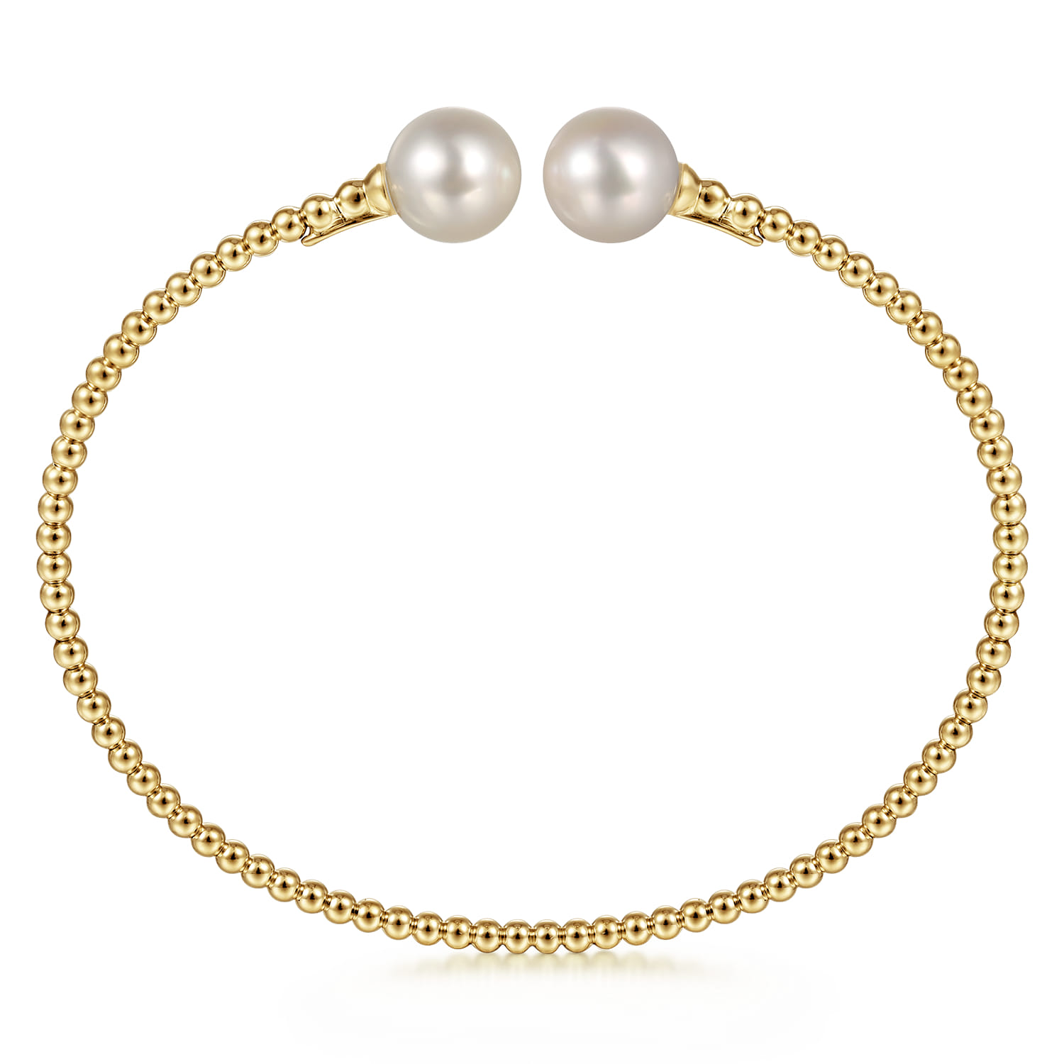 Beaded Open Bangle Bracelet 14K Yellow Gold Pearl Bujukan - Shot 3