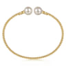 Beaded Open Bangle Bracelet 14K Yellow Gold Pearl Bujukan