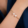 Beaded Open Bangle Bracelet 14K Yellow Gold Pearl Bujukan
