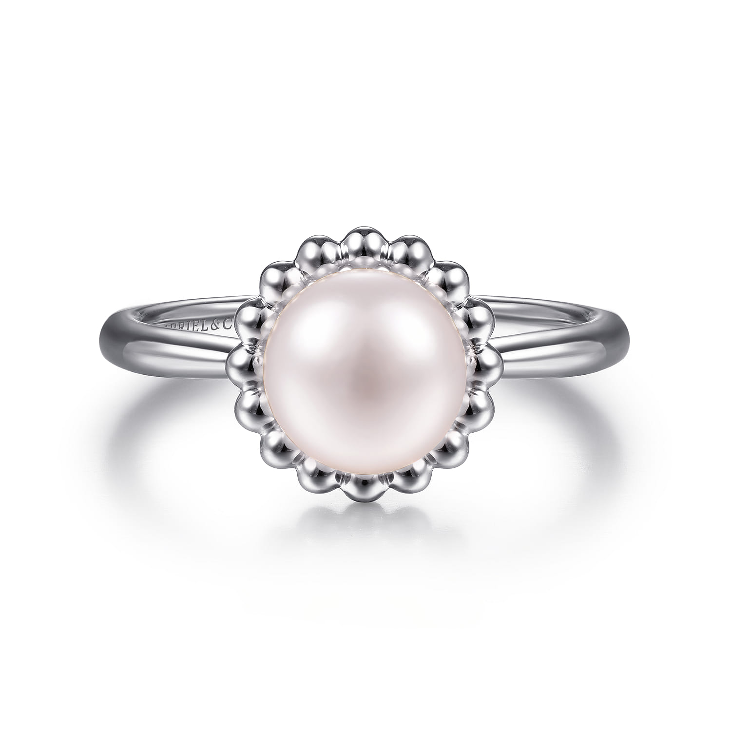 Beaded Signet Ring 925 Sterling Silver Pearl Bujukan - Shot 1