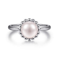 Beaded Signet Ring 925 Sterling Silver Pearl Bujukan