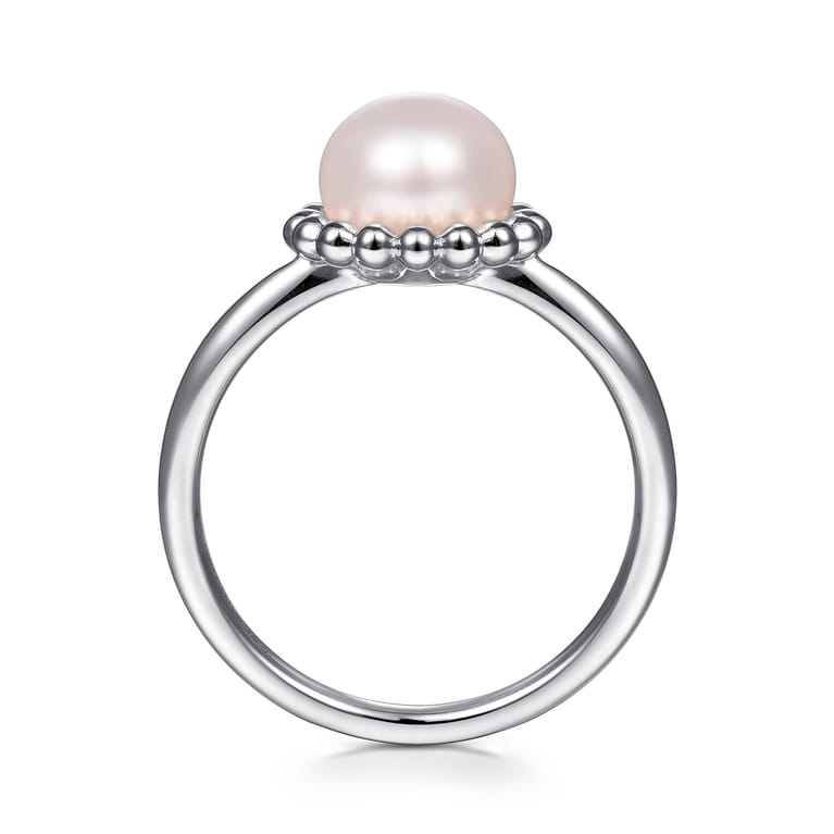 Beaded Signet Ring 925 Sterling Silver Pearl Bujukan - Shot 2