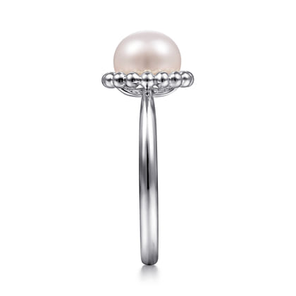 Beaded Signet Ring 925 Sterling Silver Pearl Bujukan