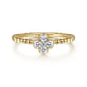 Beaded Stackable Single Ring 14K Yellow Gold Diamond 0.2ct Bujukan - 0.2 ct