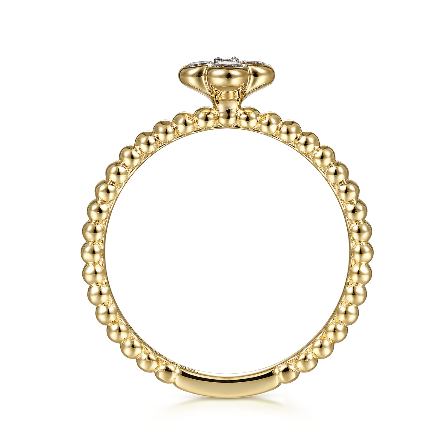 Beaded Stackable Single Ring 14K Yellow Gold Diamond 0.2ct Bujukan - 0.2 ct - Shot 2