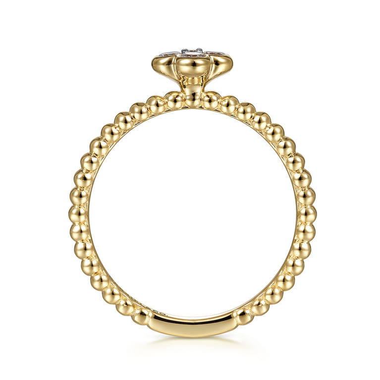 Beaded Stackable Single Ring 14K Yellow Gold Diamond 0.2ct Bujukan - 0.2 ct - Shot 2