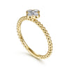 Beaded Stackable Single Ring 14K Yellow Gold Diamond 0.2ct Bujukan - 0.2 ct