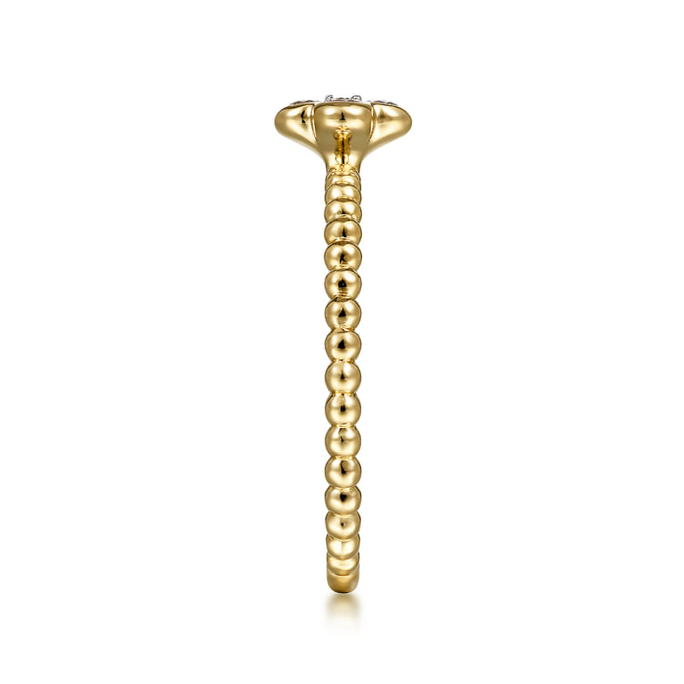 Beaded Stackable Single Ring 14K Yellow Gold Diamond 0.2ct Bujukan - 0.2 ct - Shot 4