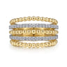 Beaded Wide Band Easy-Stack Ring 14K Yellow Gold Diamond 0.4ct Bujukan - 0.4 ct
