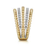 Beaded Wide Band Easy-Stack Ring 14K Yellow Gold Diamond 0.4ct Bujukan - 0.4 ct