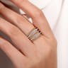 Beaded Wide Band Easy-Stack Ring 14K Yellow Gold Diamond 0.4ct Bujukan - 0.4 ct