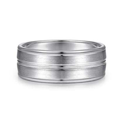 Beaux - 14K White Gold 8mm - Men's Wedding Band in Satin Finish