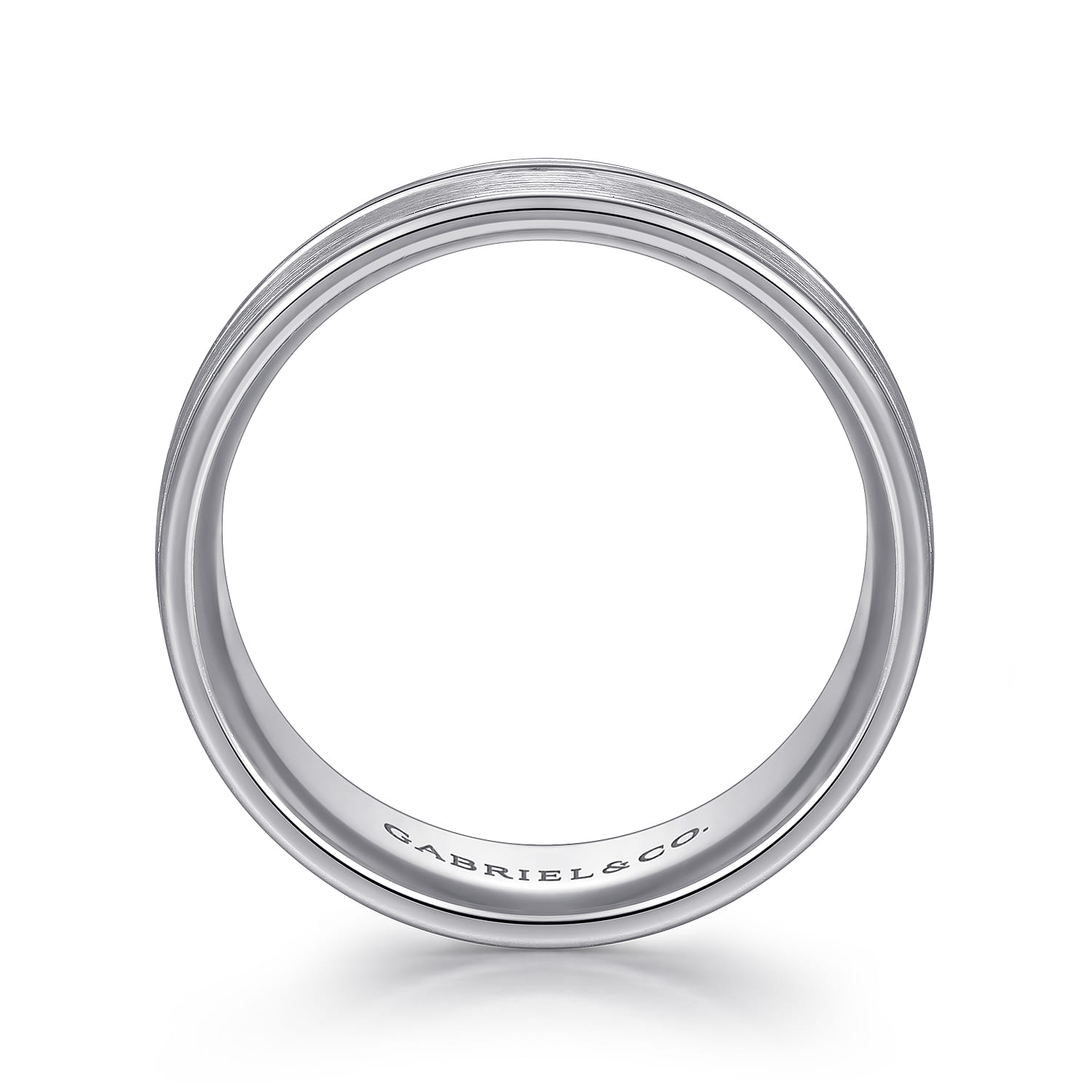 Beaux - 14K White Gold 8mm - Men's Wedding Band in Satin Finish - Shot 2