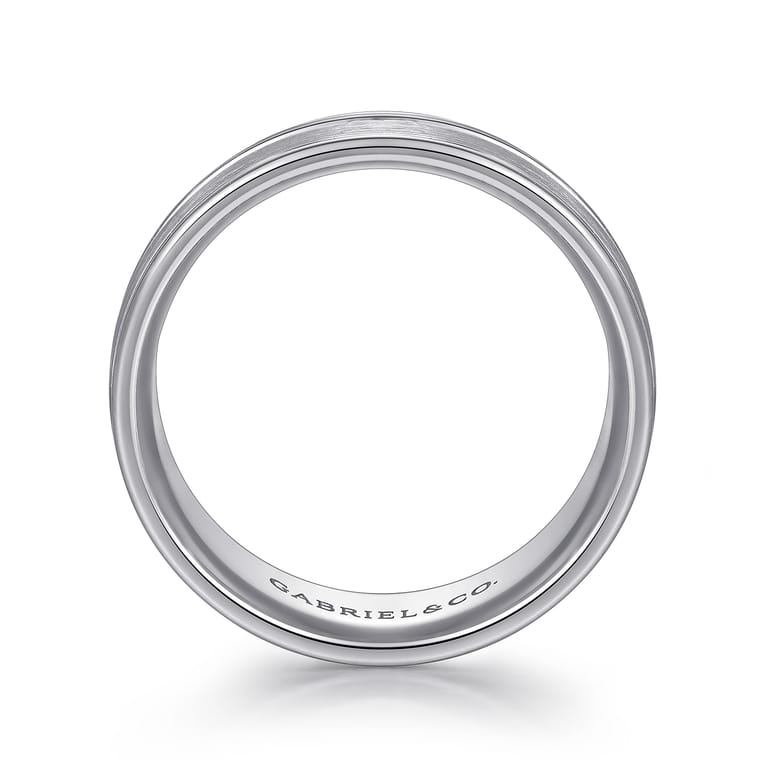 Beaux - 14K White Gold 8mm - Men's Wedding Band in Satin Finish - Shot 2