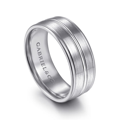Beaux - 14K White Gold 8mm - Men's Wedding Band in Satin Finish