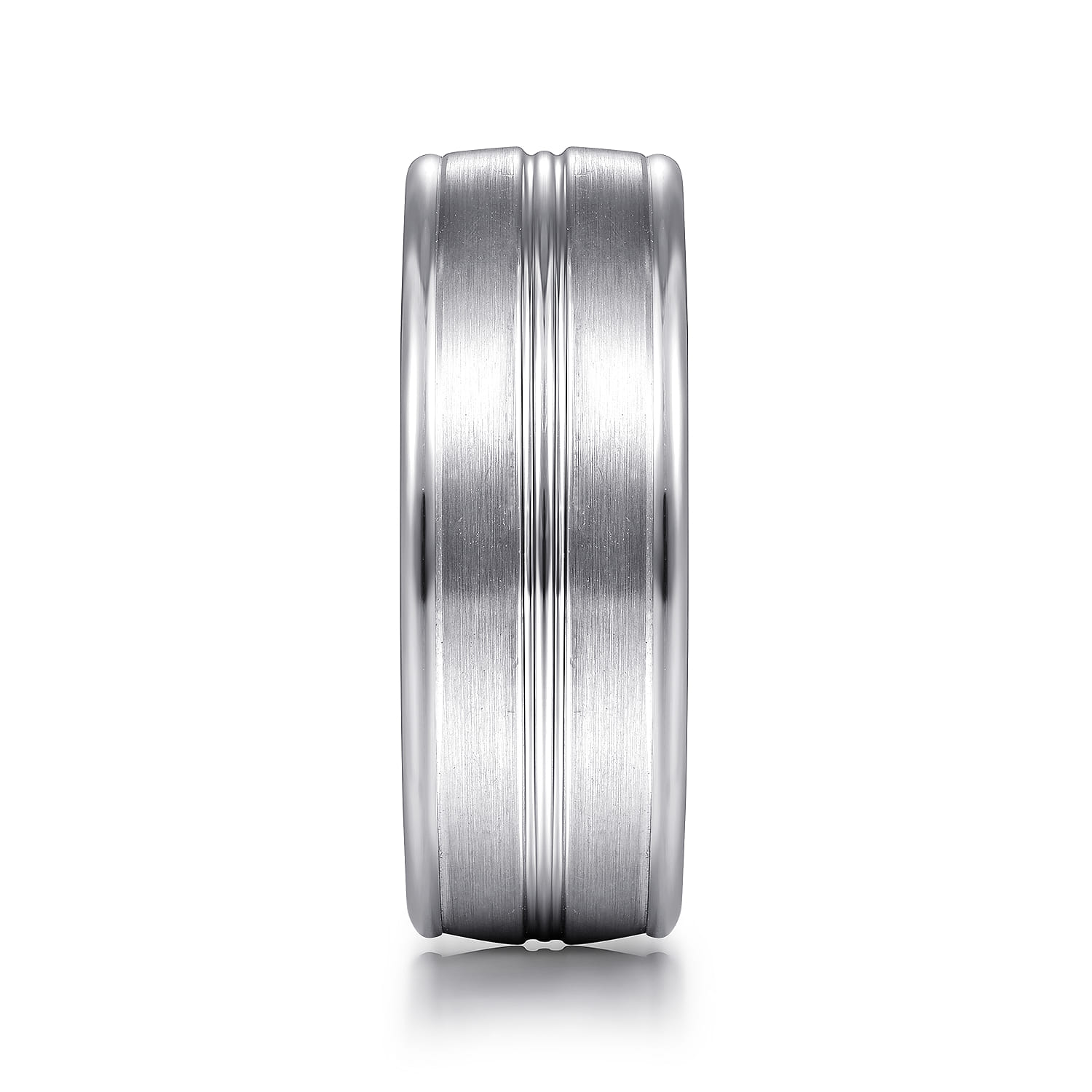 Beaux - 14K White Gold 8mm - Men's Wedding Band in Satin Finish - Shot 4