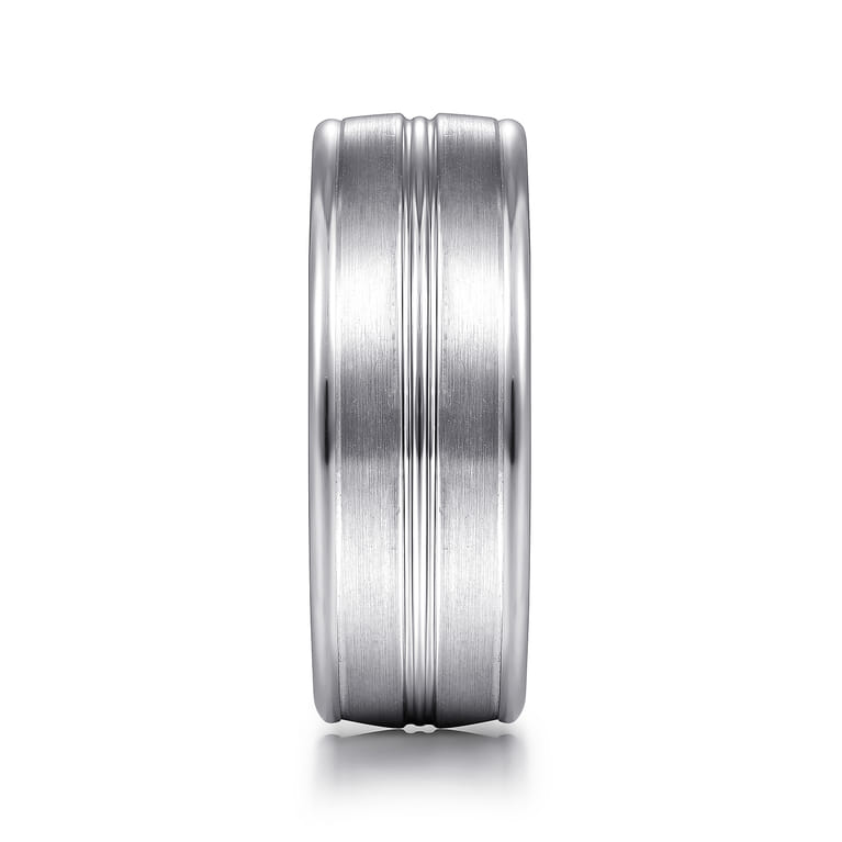 Beaux - 14K White Gold 8mm - Men's Wedding Band in Satin Finish - Shot 4