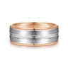 Beaux - 14K White-Rose Gold 8mm - Two Tone Men's Wedding Band in Satin Finish