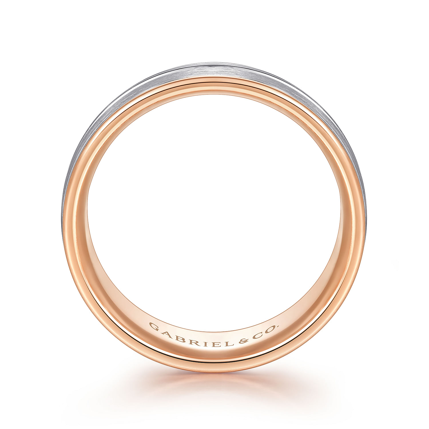 Beaux - 14K White-Rose Gold 8mm - Two Tone Men's Wedding Band in Satin Finish