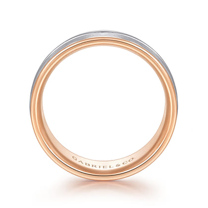 Beaux - 14K White-Rose Gold 8mm - Two Tone Men's Wedding Band in Satin Finish