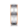 Beaux - 14K White-Rose Gold 8mm - Two Tone Men's Wedding Band in Satin Finish