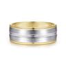 Beaux - 14K White-Yellow Gold 8mm - Two Tone Men's Wedding Band in Satin Finish
