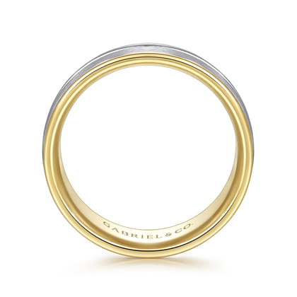 Beaux - 14K White-Yellow Gold 8mm - Two Tone Men's Wedding Band in Satin Finish
