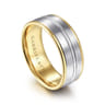 Beaux - 14K White-Yellow Gold 8mm - Two Tone Men's Wedding Band in Satin Finish