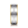 Beaux - 14K White-Yellow Gold 8mm - Two Tone Men's Wedding Band in Satin Finish
