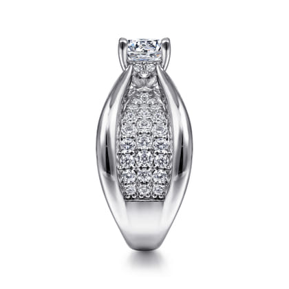 Bebe - 14K White Gold Wide Band Round Diamond Engagement Ring