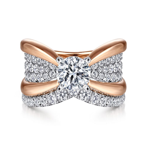 Bebe - 14K White-Rose Gold Wide Band Round Diamond Engagement Ring - 1 ct - Shot 4