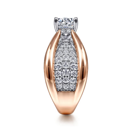 Bebe - 14K White-Rose Gold Wide Band Round Diamond Engagement Ring