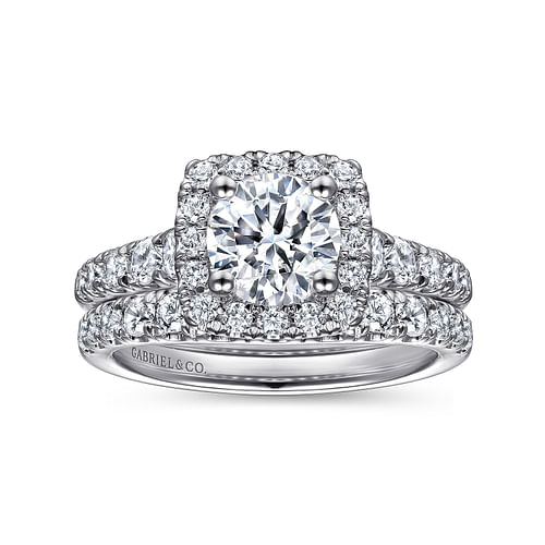 Beckett - 14K White Gold Cushion Halo Round Diamond Engagement Ring - 0.66 ct - Shot 4