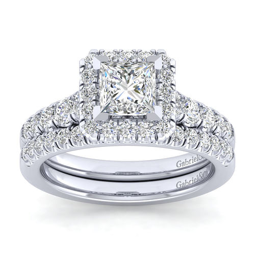 Beckett - 14K White Gold Princess Halo Diamond Engagement Ring - 0.7 ct - Shot 4