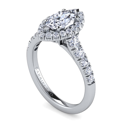 Beckett - Platinum Marquise Halo Diamond Engagement Ring - 0.68 ct - Shot 3
