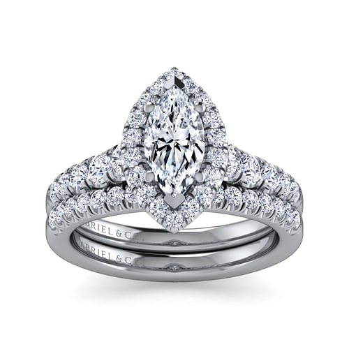 Beckett - Platinum Marquise Halo Diamond Engagement Ring - 0.68 ct - Shot 4