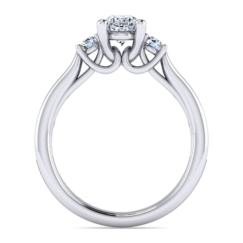 Becky - 14K White Gold Oval Three Stone Diamond Channel Set Engagement Ring - 0.39 ct - Shot 2